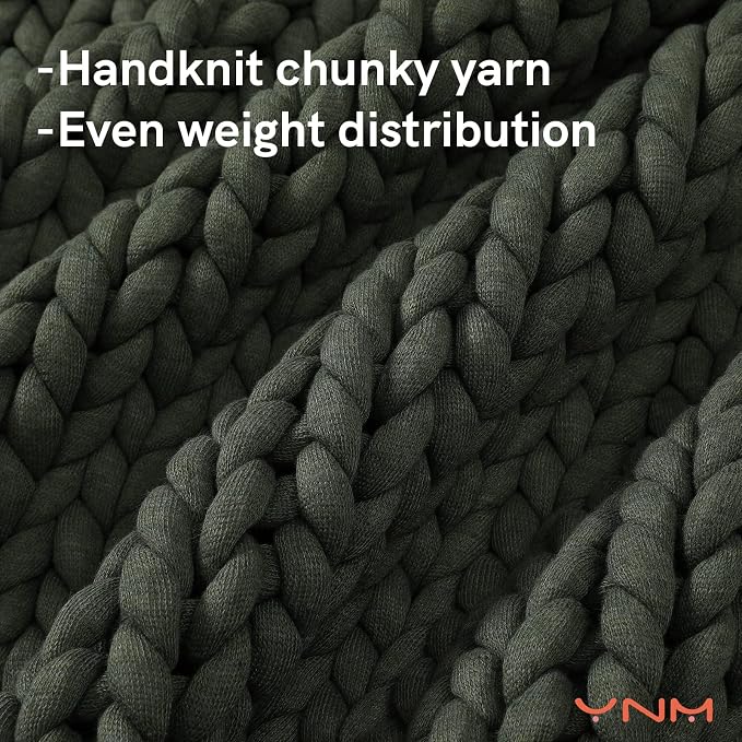 YnM Weighted Blanket, Handmade Chunky Knitted Design, Soft and Cozy, - Image 2