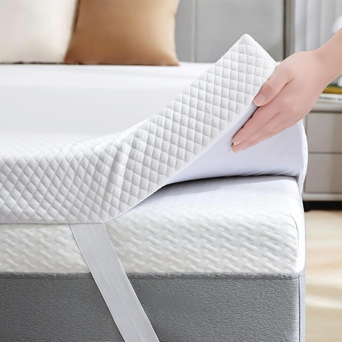 SINWEEK 3 Inch Gel Memory Foam Mattress Topper Queen Size, Ventilated High by SINWEEK