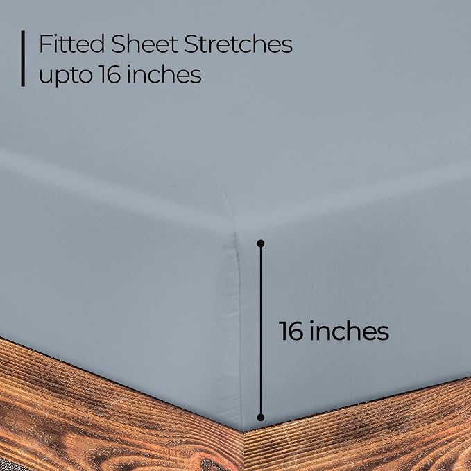 ROYALE LINENS 300 Thread Count 100% Long Staple Combed Cotton Fitted Sheet Full - Image 2