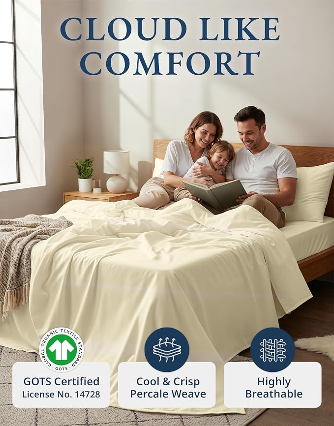 LANE LINEN 100% Organic Cotton California King Sheets Set, 4-Piece Pure Organic - Image 2