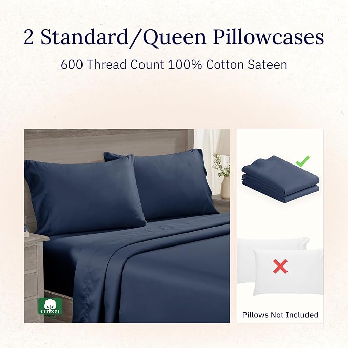 CALIFORNIA DESIGN DEN Luxuriously Soft Hotel Quality 600 Thread Count, 100% - Image 4