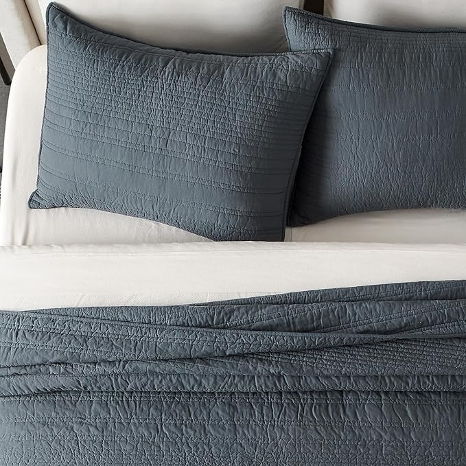 EVERGRACEHOME 100% Cotton Modern Lines Quilt Set Queen Size, Pre-Washed Soft - Image 3