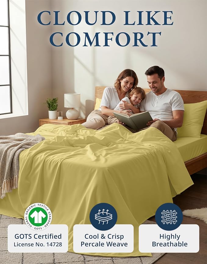 LANE LINEN Eco Friendly 100% Organic Cotton Fully Elasticized Twin XL Sheet Set - Image 2