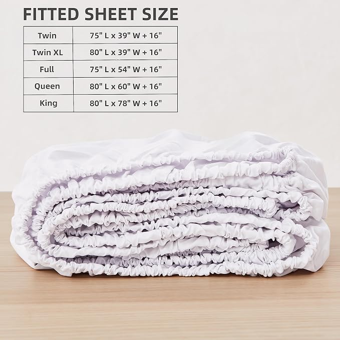 HBHLFZ Full Fitted Sheet Only, Soft Breathable Bottom Sheet - Image 2