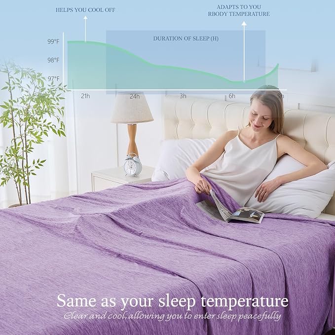 Cooling Blanket King Size, Cold Blanket Thin Lightweight Breathable Soft - Image 3