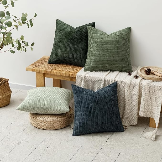 MIULEE Pack of 4 Couch Throw Pillow Covers 18x18 Inch Green Forest Soft - Image 4