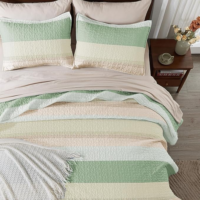 Andency King Size Quilt Set Mint Pink, 3 Pieces Summer Ultra Soft Lightweight - Image 4