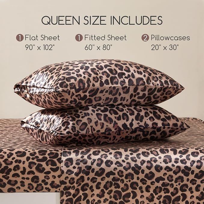 MR&HM Satin Bed Sheets with Elastic Corner Straps, Queen Size Sheets Set - Image 7