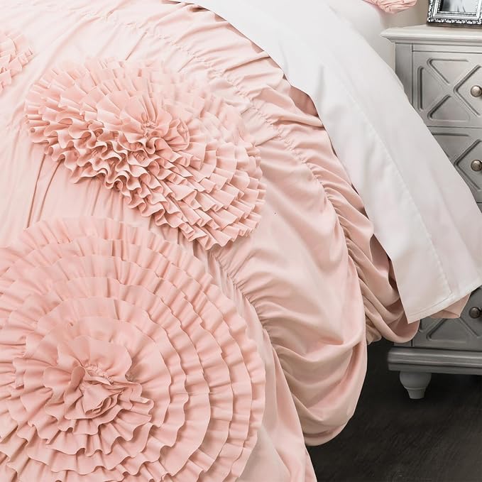 Lush Decor Serena Comforter Set, 3 Piece Set, Full/ Queen, Blush - Image 3