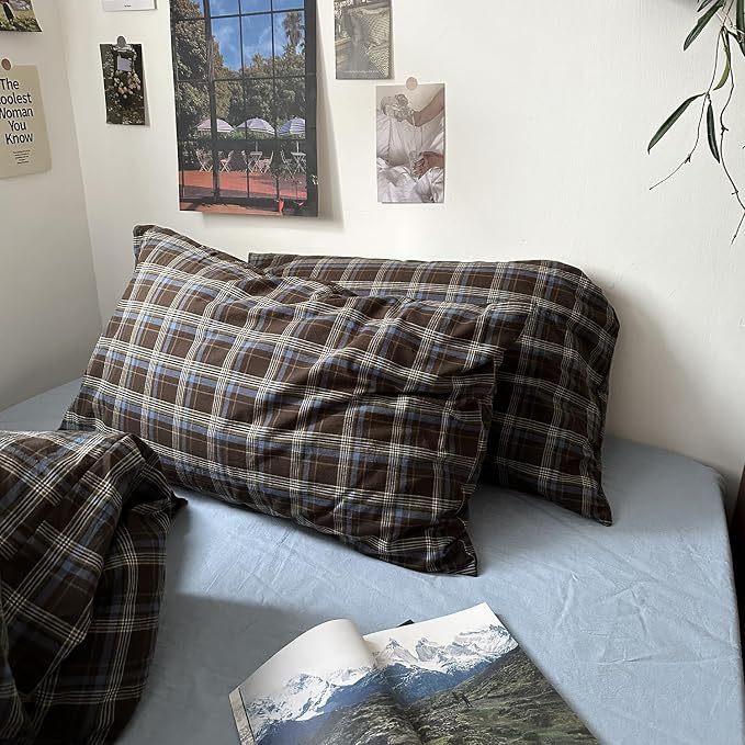 mixinni Vintage Buffalo Plaid Duvet Cover Set California King, 3 Piece Washed - Image 6