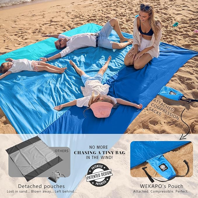 WEKAPO Beach Blanket Sandproof Waterproof, Extra Large Beach Mat, Oversized & - Image 3