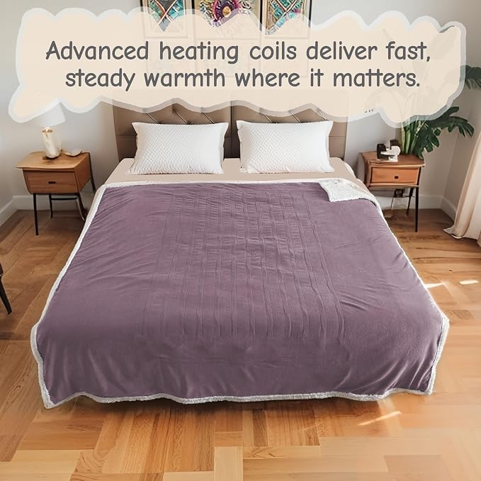 Electric Heated Blanket Full Size 72"x84", Soft Flannel - Image 8