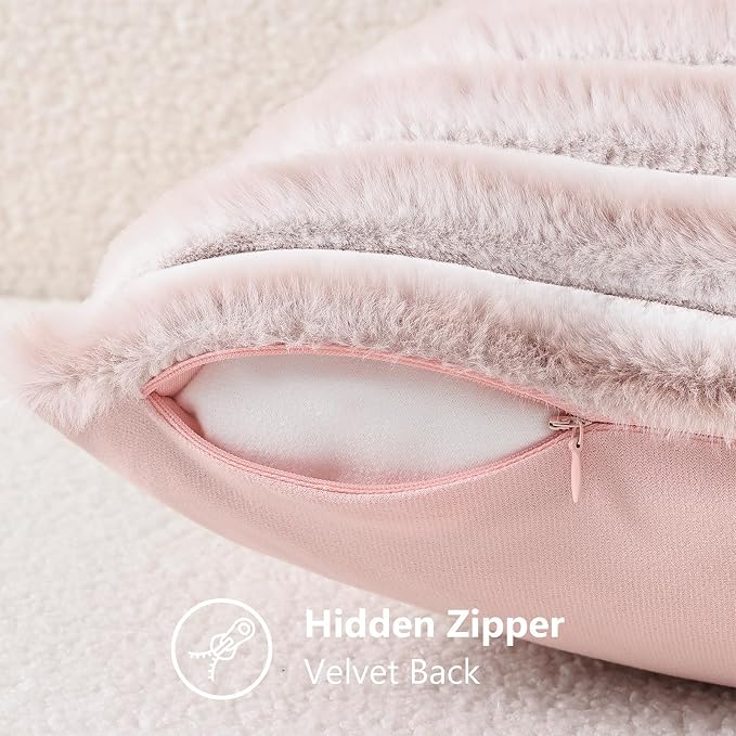 decorUhome Summer Cozy Faux Fur Throw Pillow Covers 20x20 Set of 2 Decorative - Image 8