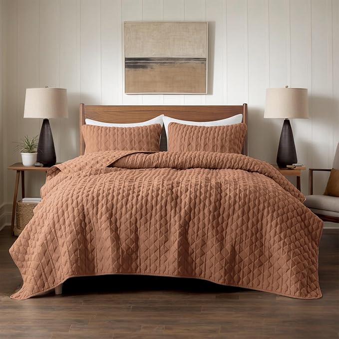 WDCOZY Burnt Orange Twin Quilt Size Bedding Sets - Image 2