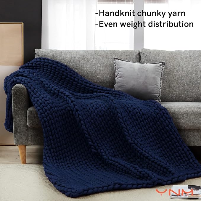 YnM Weighted Blanket, Handmade Chunky Knitted Design, Soft and Cozy, - Image 2