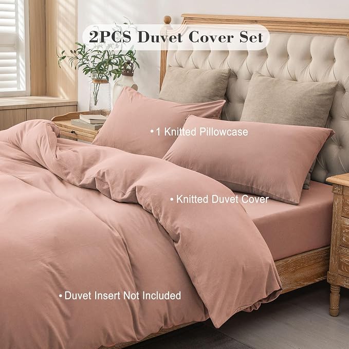 PURE ERA Jersey Knit Duvet Cover Set 100% T-Shirt Cotton Super Soft Comfy 2pc - Image 4