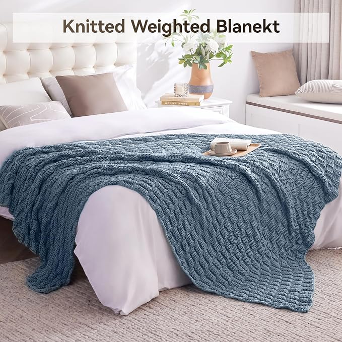 Knitted Weighted Blanket for Adult, No Beads Heavy Blanket 60” x 80'' 10lbs - Image 6