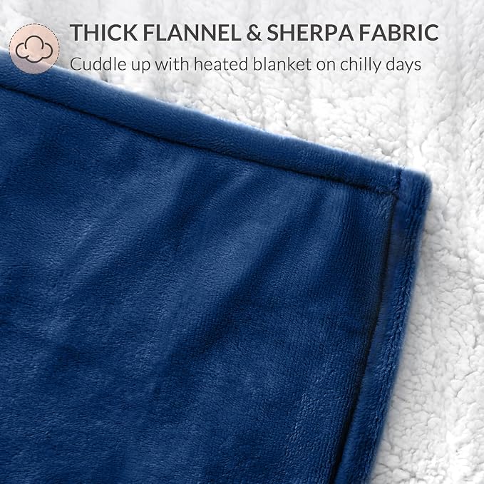 HOMLYNS LuxeHeat Heated Blanket Electric Blanket, Soft Flannel Sherpa Heated - Image 5