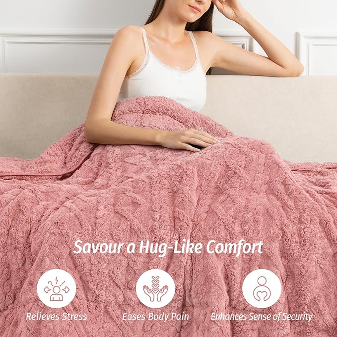 Wemore Weighted Blanket for Adults Twin Size 15 lbs, Dual Sided Soft Fuzzy - Image 5