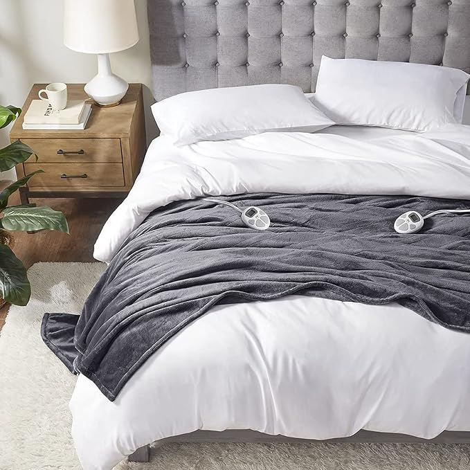 Serta Luxuriously Soft Plush Electric Blanket Fast Heating Cozy Cover, Safety by Serta