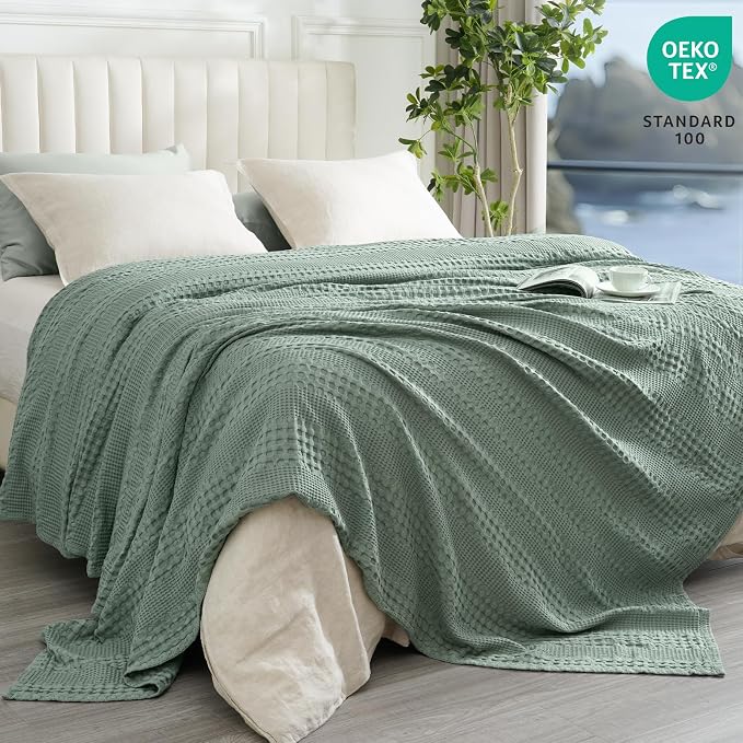 PHF Cooling Waffle Blanket Twin Size, Lightweight 60% Rayon from Bamboo & 40% - Image 3