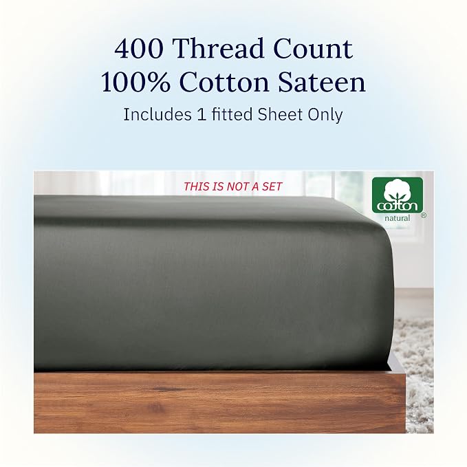 California Design Den Deep Pocket Fitted Sheet Only, Soft 400 Thread Count 100% - Image 4