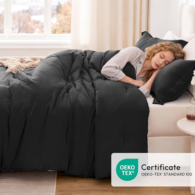 Love's cabin Black Full Comforter Set, 3-Piece Prewashed Bed Set - Image 5