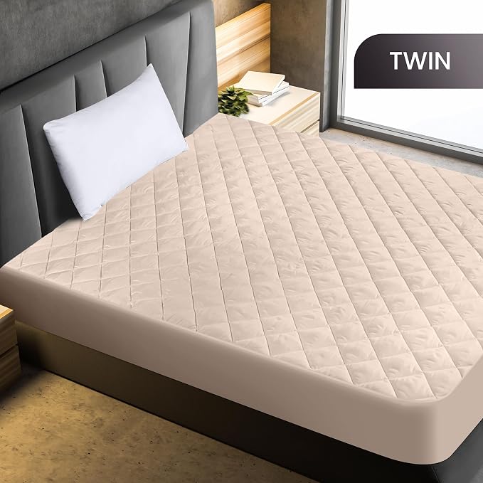 Utopia Bedding Quilted Fitted Mattress Pad, Twin Size, Elastic Fitted Mattress - Image 2