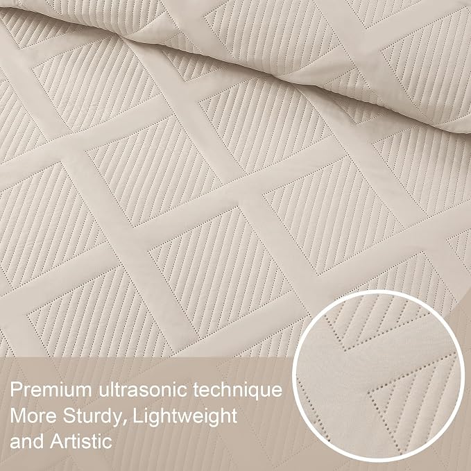 Exclusivo Mezcla Oversized King Quilt Set- Brich Beige Cal King Quilts Bedding - Image 4
