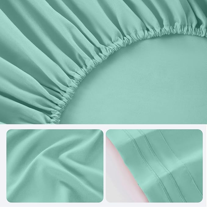 ROSE&RISY Light Green King Sheet Set, 4 Pieces Soft Bedding Sheet Set, - Image 7