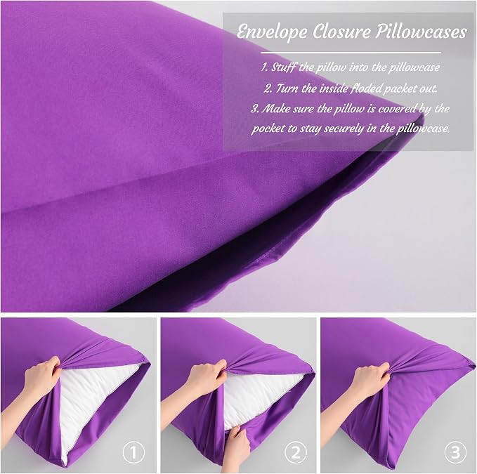 NTBAY Body Pillow Cases Set of 2, 2 Pack Brushed Microfiber Pillow Cases - Image 2