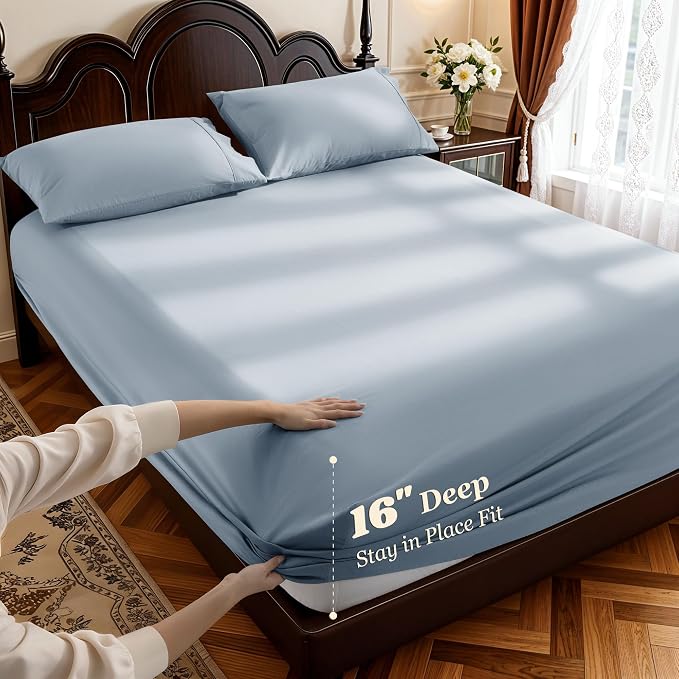 LBRO2M 1000 Thread Count 100% Egyptian Cotton Sheets Set Full Size, 4 Piece - Image 4
