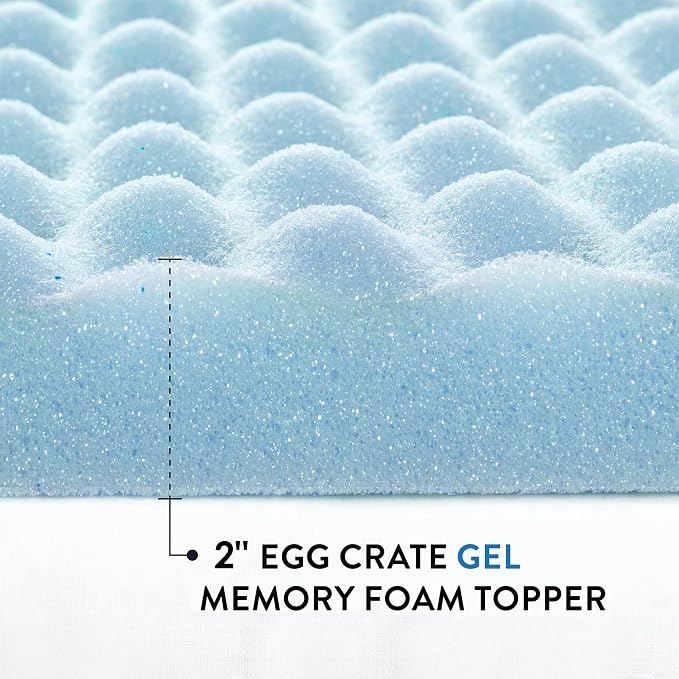 Best Price Mattress 2 Inch Egg Crate Memory Foam Mattress Topper, Cooling Gel - Image 8
