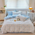 BOLINLIVING Cute Duvet Cover Full Size, Reversible Light Blue & White Heart by BOLINLIVING