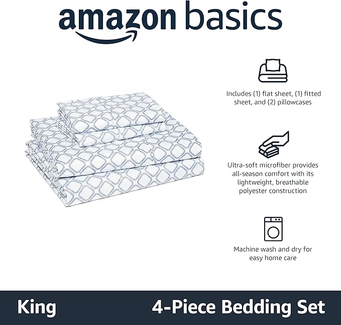 Amazon Basics Lightweight Microfiber 4-Piece Bed Sheet Set - Image 2