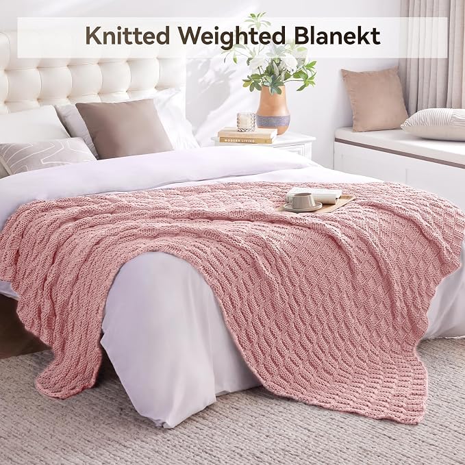 Knitted Weighted Blanket Adult, No Beads Heavy Blanket 48” x 72'' 15lbs - Image 6