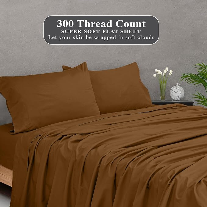 Royale Linens 300 Thread Count 100% Long Staple Combed Cotton Flat Sheet - Image 5