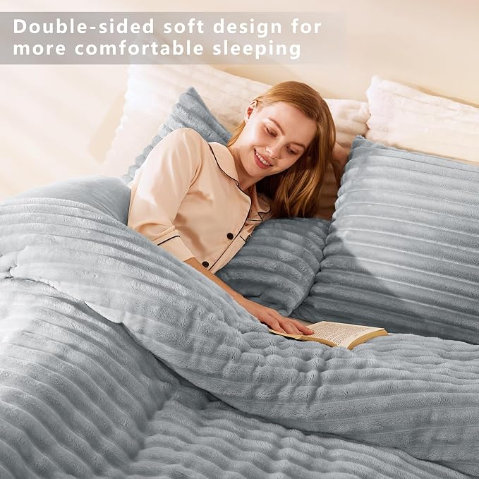 CozyLux Fluffy Queen Comforter Set - Image 7