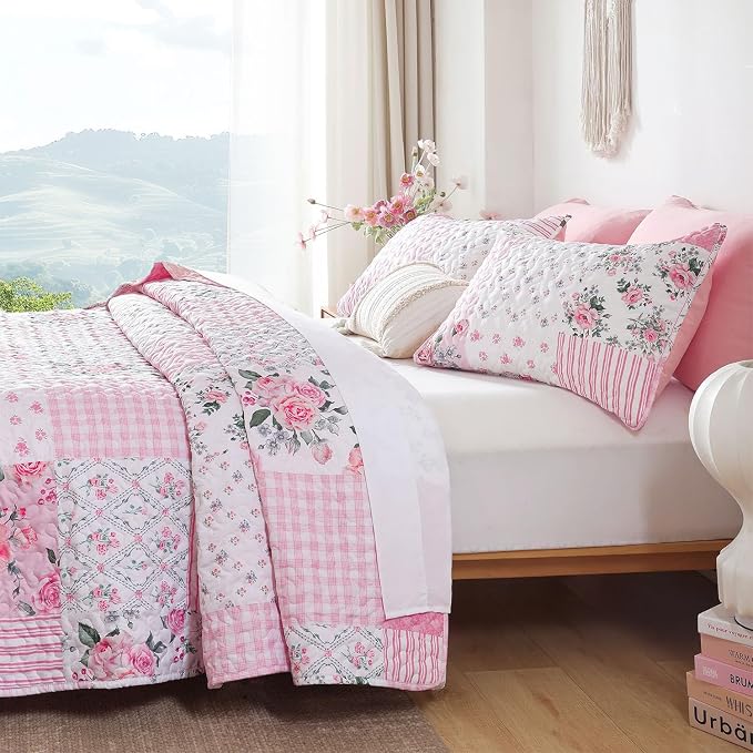 YIKUSH Quilt Sets Queen Size Floral Quilt Set 3 Pieces Bedding Set Bedspreads - Image 2