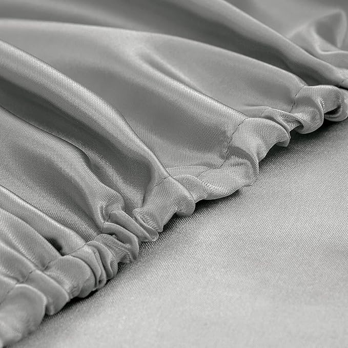 Homiest Luxury Light Grey Satin Fitted Sheet - Image 4
