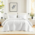 Comfort Spaces White Oversized Queen Quilt Set 102"x118" Bedspread Quilted by ComfortSpaces