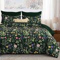 Yiran Dark Green California King Comforter Set, 7 Piece Summer Floral Comforter by Yiran