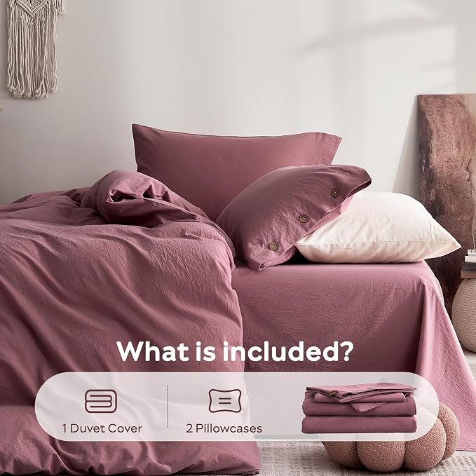 JELLYMONI 100% Washed Cotton Duvet Cover Queen – Soft, Breathable Linen-Look - Image 7
