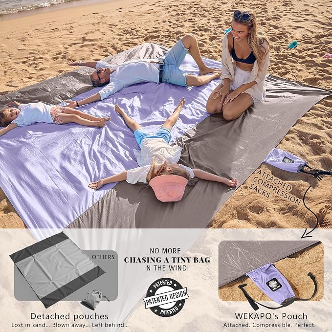 WEKAPO Beach Blanket Sandproof Waterproof, Extra Large Beach Mat, Oversized & - Image 3