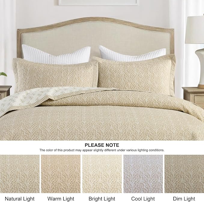 SahSahCasa Quilt Set Queen Size, 100% Cotton Quilt Bedding Set Bedspread - Image 9