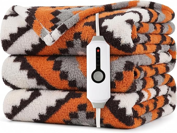 LaffyLo Heated Throw Blanket 50 x 60, Fast Heating Electric Blanket, Dual-Sided by LAFFYLO