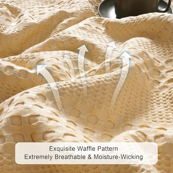 PHF Cooling Waffle Blanket Twin Size, Lightweight 60% Rayon from Bamboo & 40% - Image 4