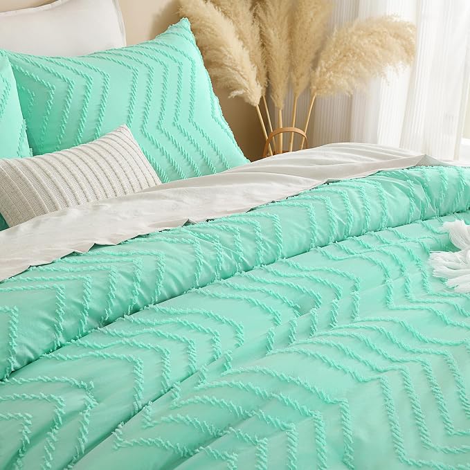 Andency Mint Green Comforter Set Full Size, Boho Soft Warm Tufted Neutral - Image 3