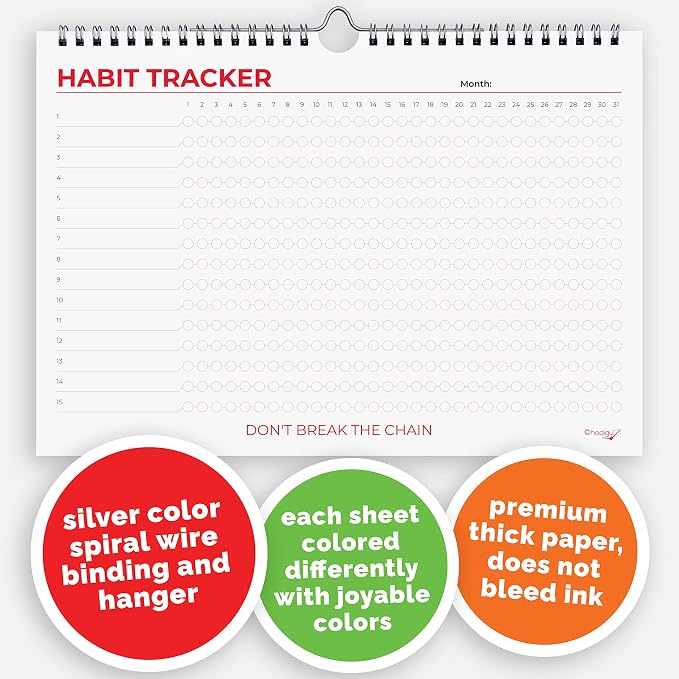 Hadigu Habit Tracker Calendar Colorful Motivational Design, Spiral Bound and - Image 5