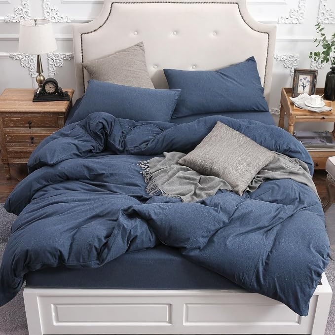 PURE ERA Jersey Knit Duvet Cover Set 100% T-Shirt Cotton Super Soft Comfy 3pc by PUREERA